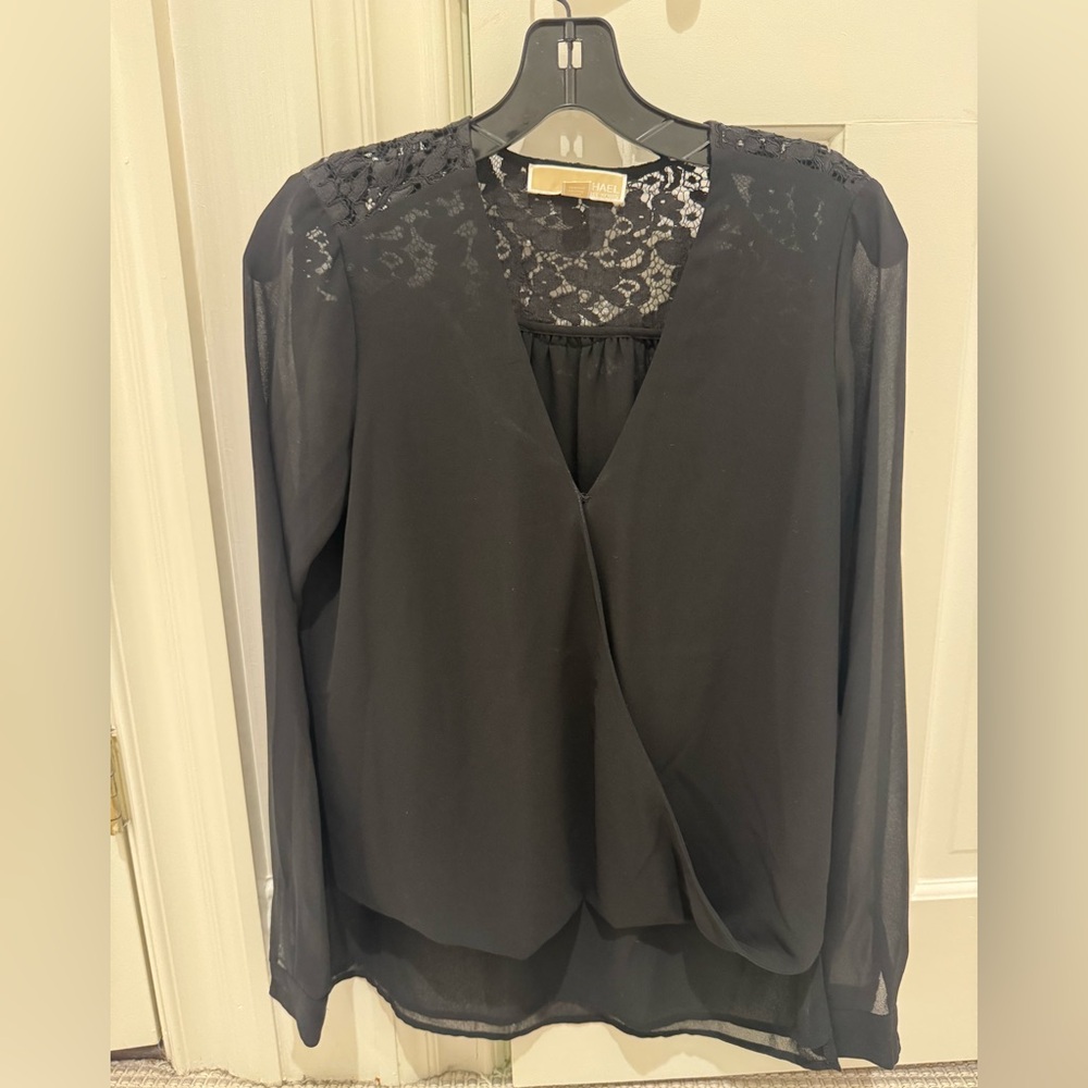 Michael by Michael Kors Black Lace Sheer Women's Top